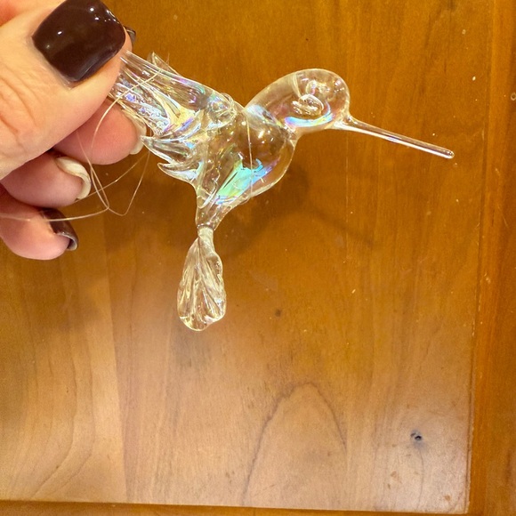 Vintage Blown Glass Hummingbird Figurines Clear Pink Gold Set of 5 - Picture 11 of 16